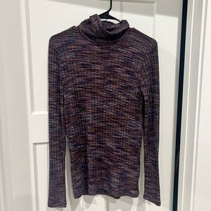 Madewell Purple and Brown Cowl Turtleneck Sweater
